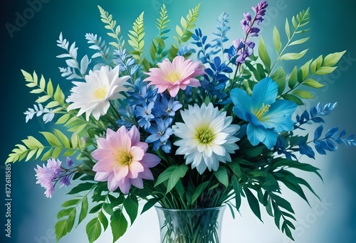 Watercolor botanical flowers background 