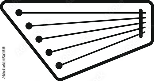 Gusli musical instrument being played top view icon outline vector