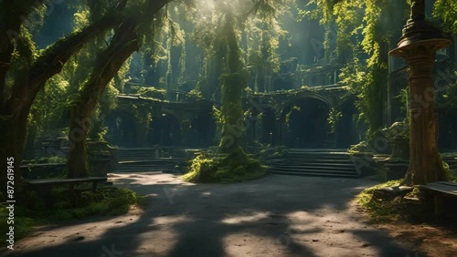 A magical forest city from the future