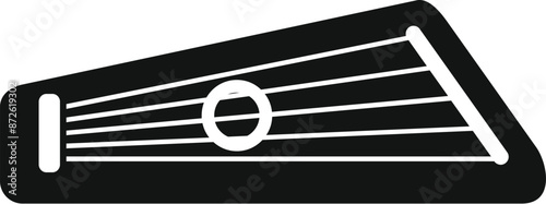 Black and white icon of a gusli, a traditional ukrainian string musical instrument