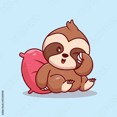 Cute Sloth Lay On Pillow Cartoon Vector Icon Illustration.
Animal Nature Icon Concept Isolated Premium Vector. Flat
Cartoon Style