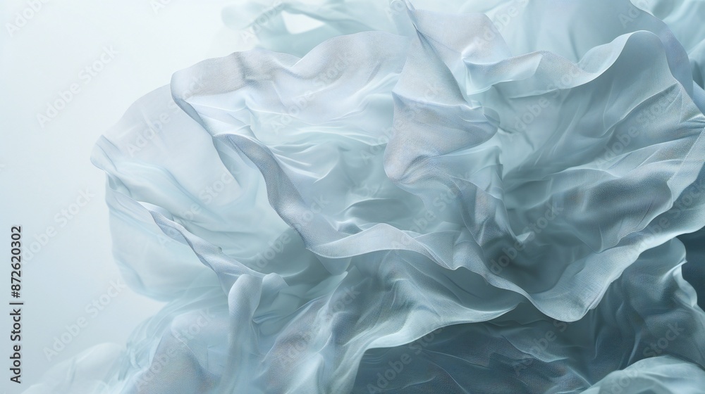 Fototapeta premium Minimalist X-ray close-up of translucent carnation petals, crumpled paper backdrop, soft shadows, emphasizing ruffled edges, subtle and layered.