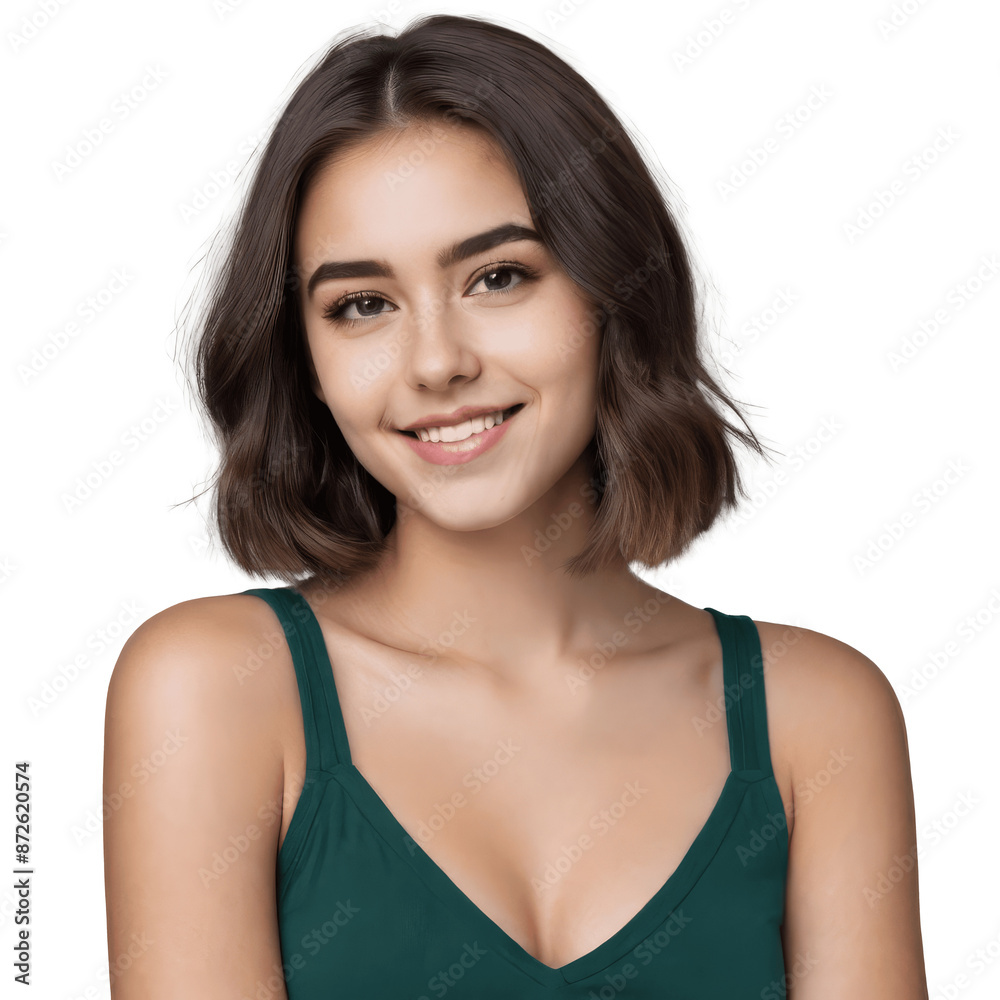 portrait of a smiling woman long hair in blue dress isolated on transparent background portrait of a smiling woman long hair in blue dress isolated on transparent background