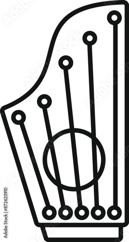 Simple line icon of a gusli, a traditional musical instrument