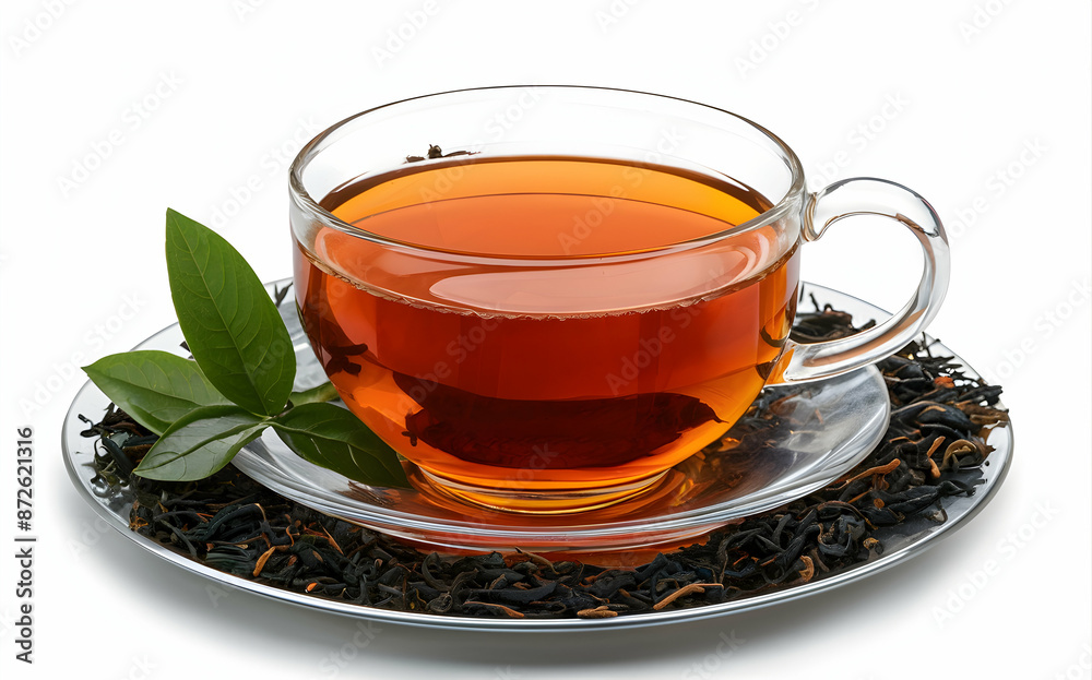 Earl grey tea with bergamot essence isolated white background Earl grey tea with bergamot essence isolated white background