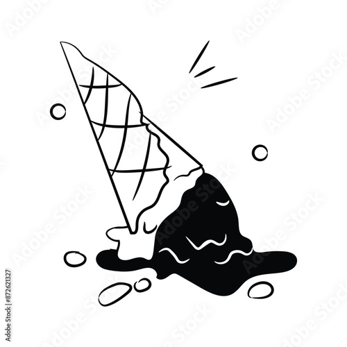 Melted ice cream icon, concept icon of summer season