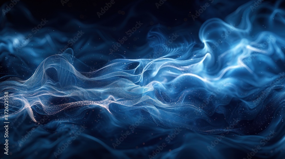 Abstract flowing waves of blue and white light Abstract flowing waves of blue and white light