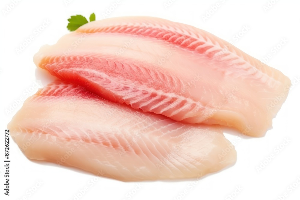 Fresh Raw Fish Fillets on White Background Fresh Raw Fish Fillets on White Background