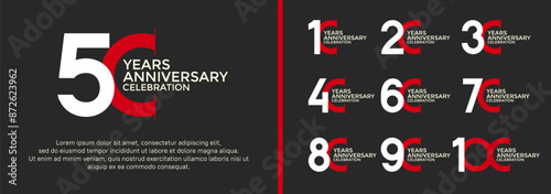 anniversary logo style set with red and white color can be use for celebration moment