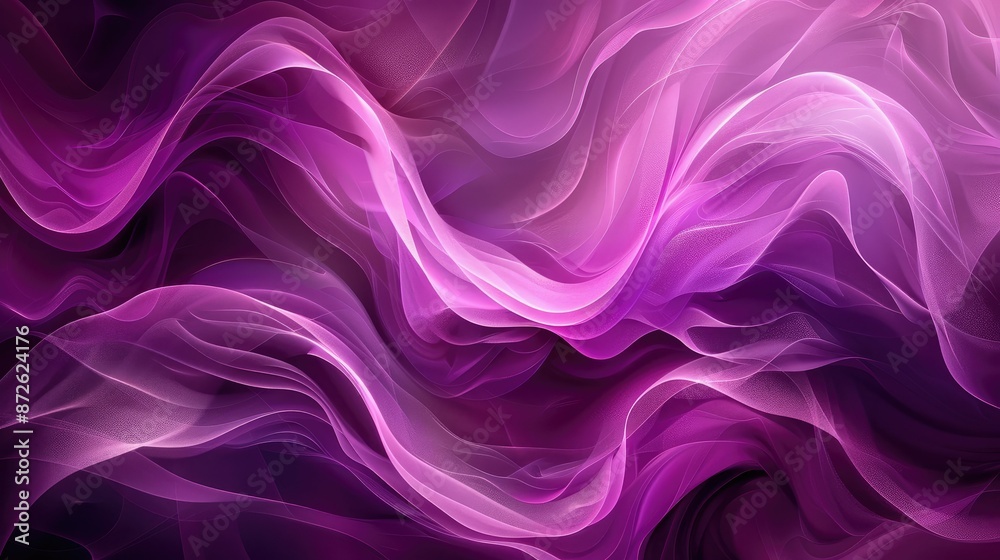 Flowing purple waves creating a luxurious and dynamic abstract background