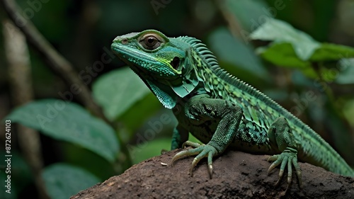 green lizard on a tree