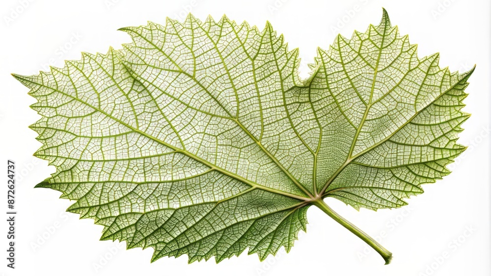 Isolated individual hollow grape leaves with delicate veins and stems against a transparent clear white background in high-resolution PNG format. Isolated individual hollow grape leaves with delicate veins and stems against a transparent clear white background in high-resolution PNG format.