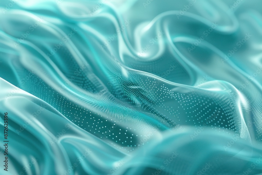 Luminous teal waves flowing with tiny bright sparkles Luminous teal waves flowing with tiny bright sparkles