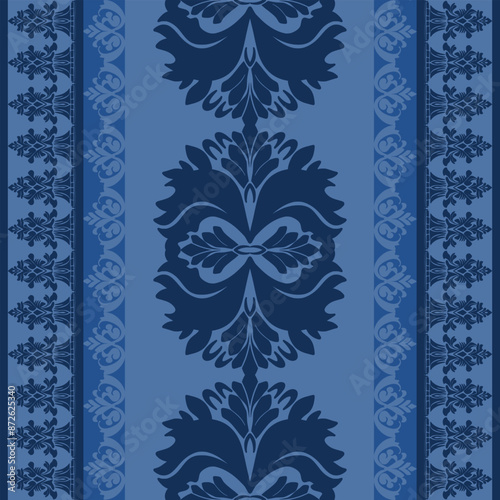 Damask seamless pattern ,  Symmetrical design , Luxury facbric textile