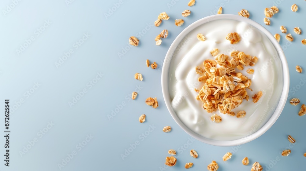 Yogurt with Granola on Blue Background
Yogurt with Granola on Blue Background