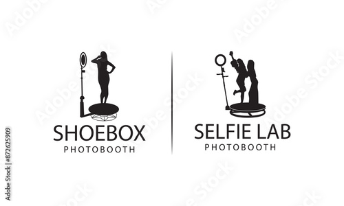 Collection of Photo Booth logo and Dance logo and Body logo Silhouette in different poses
