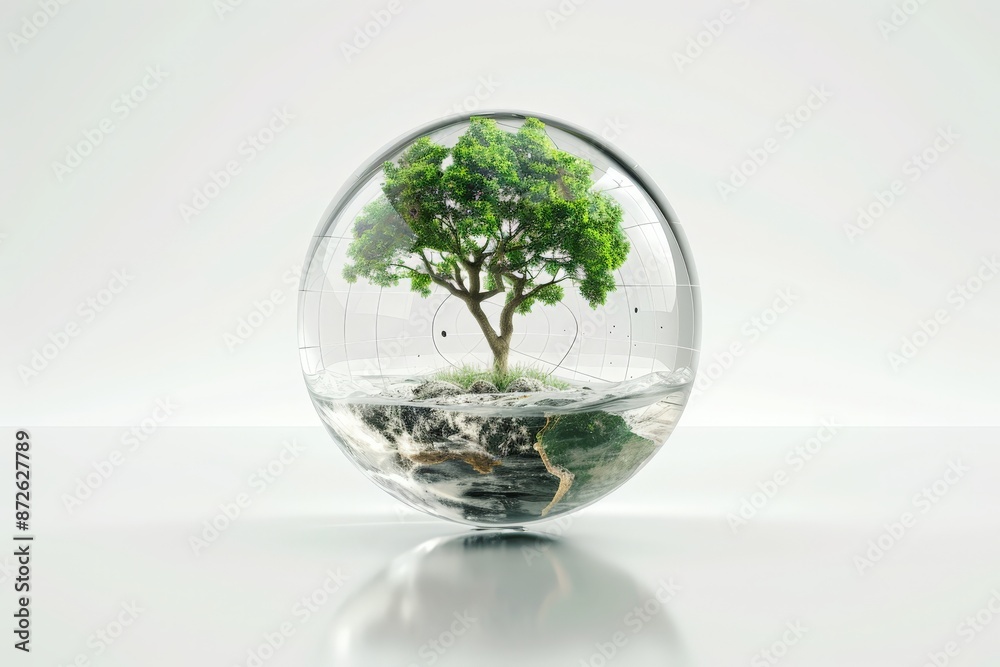 World Earth day concept with green planet tree glass earth globe and ...