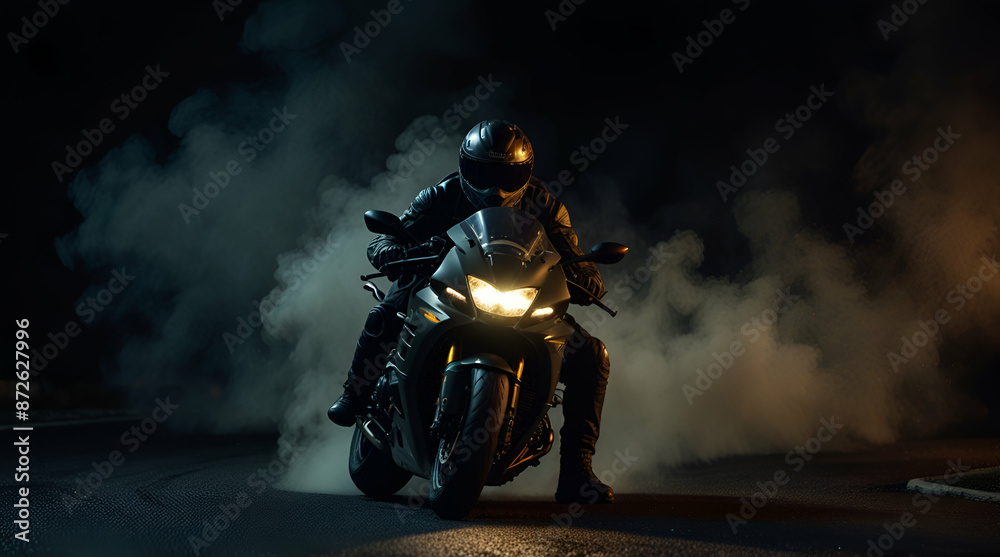 a rider ride a bike with smoke. Genrative.ai a rider ride a bike with smoke. Genrative.ai
