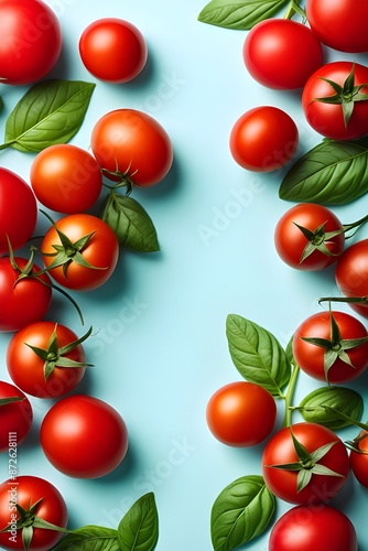tomatoes with basil leaves