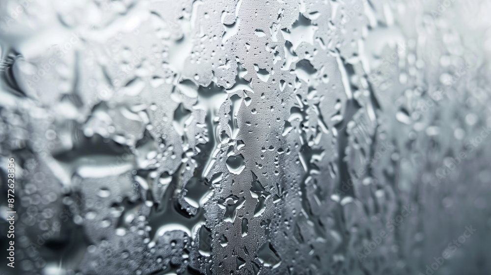 Close-up of raindrops forming on the glass window. Gray tone. Close-up of raindrops forming on the glass window. Gray tone.