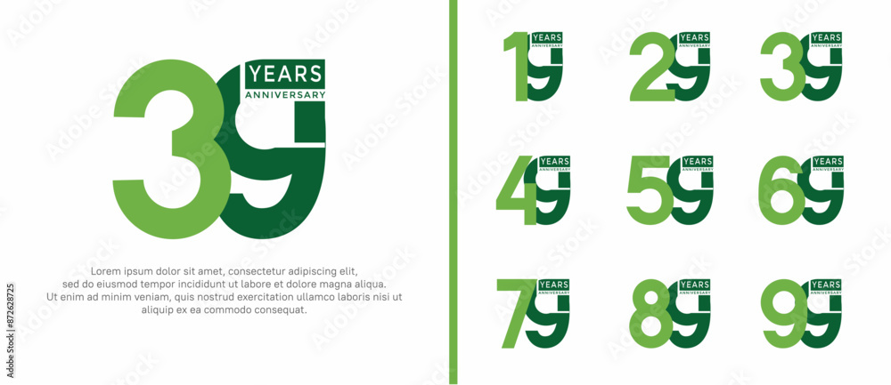anniversary logo style set with green color can be use for celebration moment anniversary logo style set with green color can be use for celebration moment