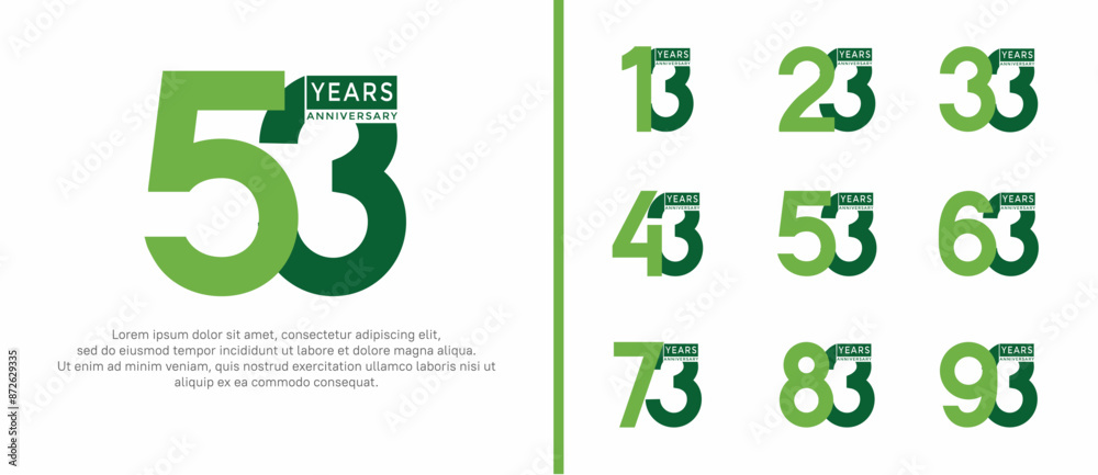 anniversary logo style set with green color can be use for celebration moment anniversary logo style set with green color can be use for celebration moment