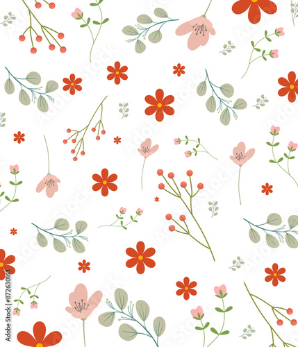 Wallpaper Mural seamless pattern with flowers Torontodigital.ca