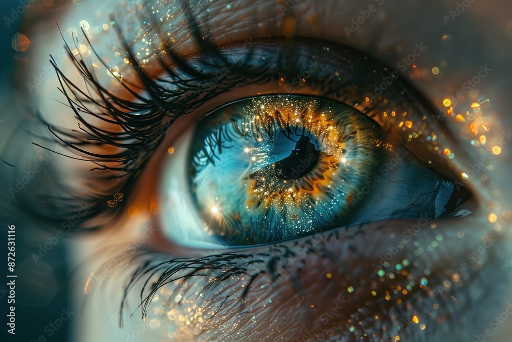Stars Reflecting on a Cosmetic Model's Eye, Eyeliner Makeup Closeup, Glitter and Sparkling Eyeshadow Concept, Macro Fashion Backdrop, Galaxy Marketing Backdrop, Dreamy Business Background Stars Reflecting on a Cosmetic Model's Eye, Eyeliner Makeup Closeup, Glitter and Sparkling Eyeshadow Concept, Macro Fashion Backdrop, Galaxy Marketing Backdrop, Dreamy Business Background