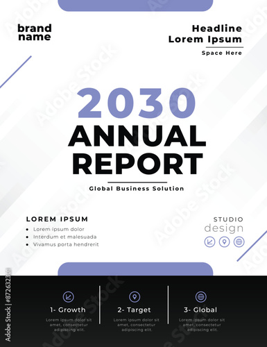 Brochure Flyer Template Layout Background Design. booklet, leaflet, corporate business annual report layout with white, gray and yellow circle background template a4 size - Vector illustration.