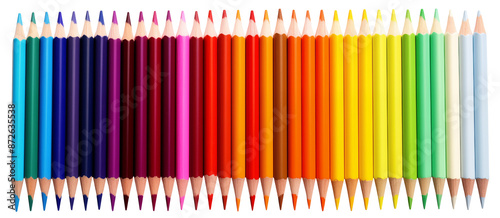 Color rainbow wood pencil on a transparent background
