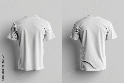 White men s classic t shirt front and back view on plain white background for versatile style