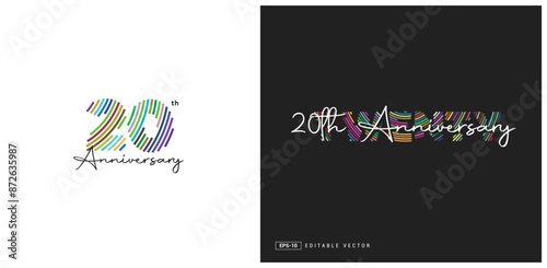 20th Anniversary Logo Design, Number 20 Vector Template.