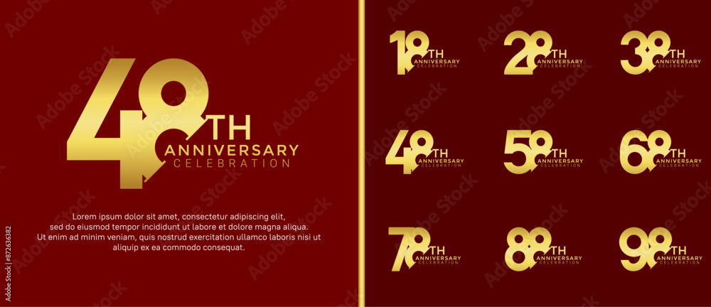 anniversary logo style set with gold color can be use for celebration moment anniversary logo style set with gold color can be use for celebration moment