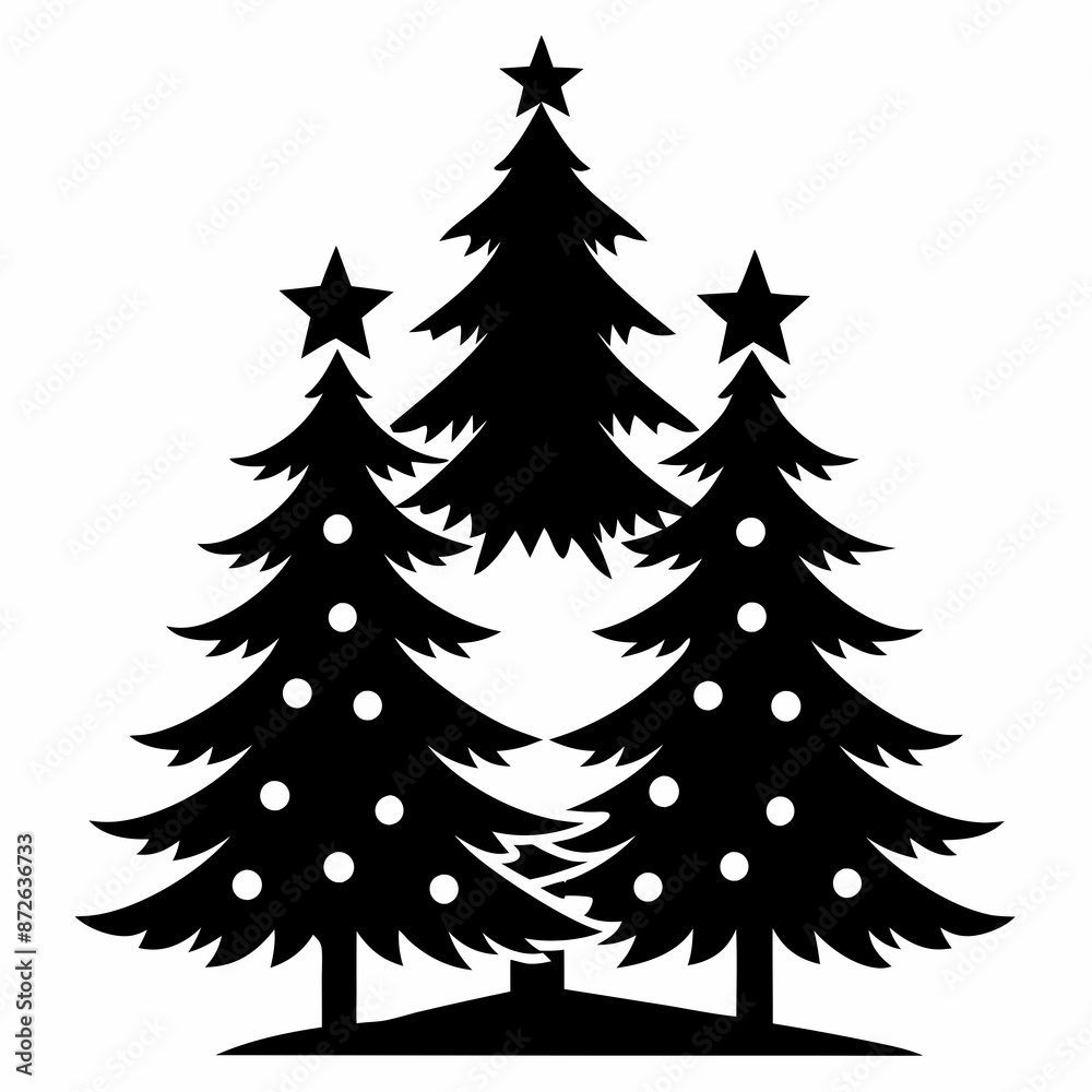 Obraz premium christma tree black vector silhouette