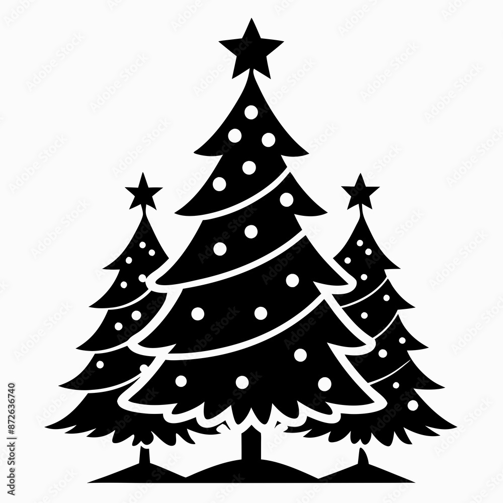 Fototapeta premium christma tree black vector silhouette
