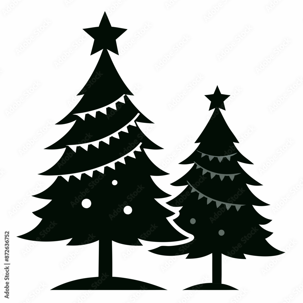 Obraz premium christma tree black vector silhouette
