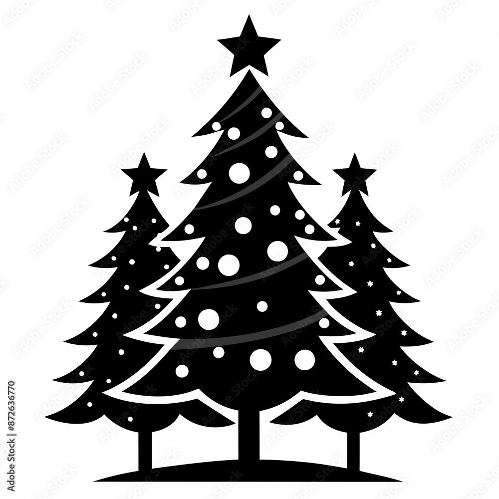 Obraz premium christma tree black vector silhouette