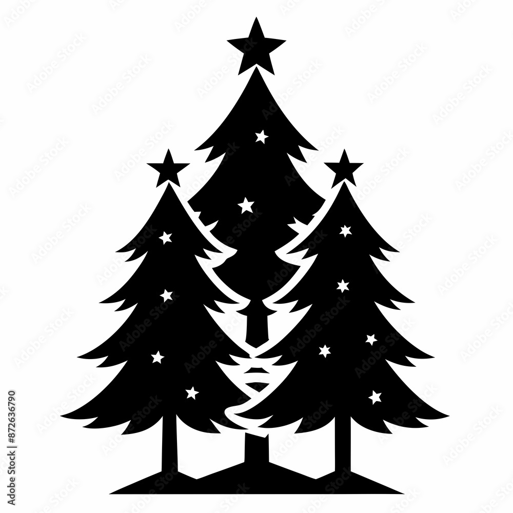 Obraz premium christma tree black vector silhouette
