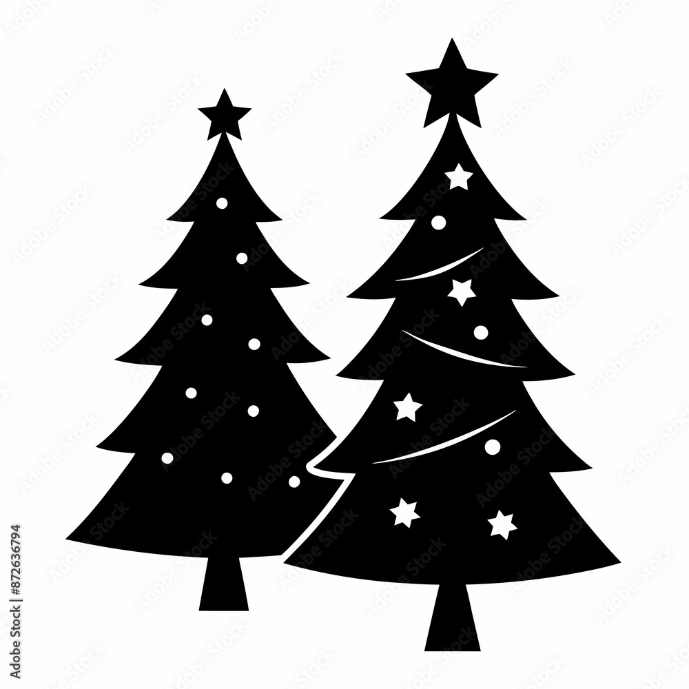 Obraz premium christma tree black vector silhouette