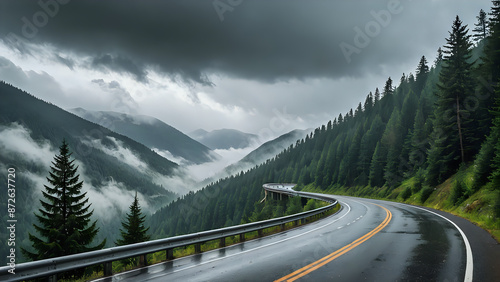 Abstraktion Autobahn in den Bergen 16x9. Hintergrund für das Design 2.