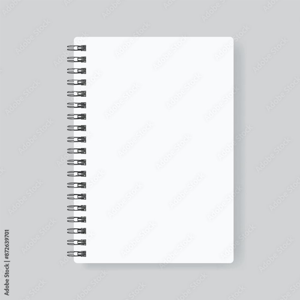 Blank spiral notebook with white pages, ready for notes or sketches. Vector Blank spiral notebook with white pages, ready for notes or sketches. Vector