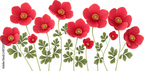 Wallpaper Mural Red poppy flowers blooming isolated on transparent background. Torontodigital.ca