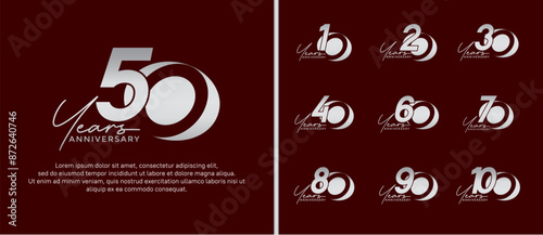anniversary logo style set with silver color can be use for celebration moment