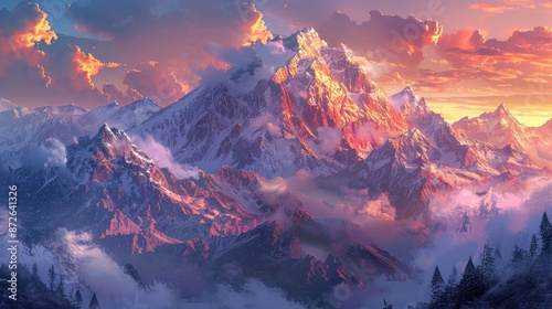Towering mountains standing in majestic splendor © rachmat