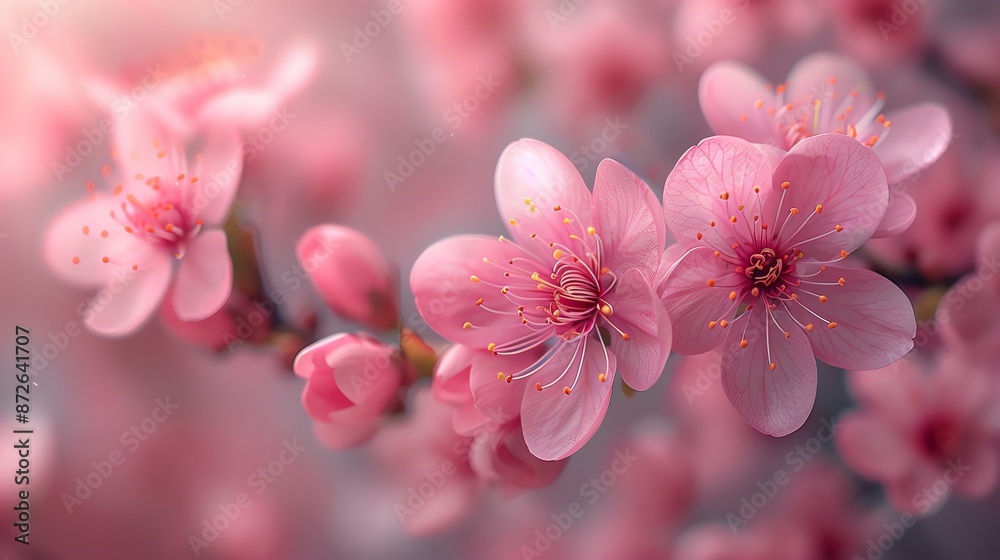 Beautiful close-up of pink cherry blossoms in full bloom with soft focus background, capturing the essence of spring and natural beauty. Beautiful close-up of pink cherry blossoms in full bloom with soft focus background, capturing the essence of spring and natural beauty.