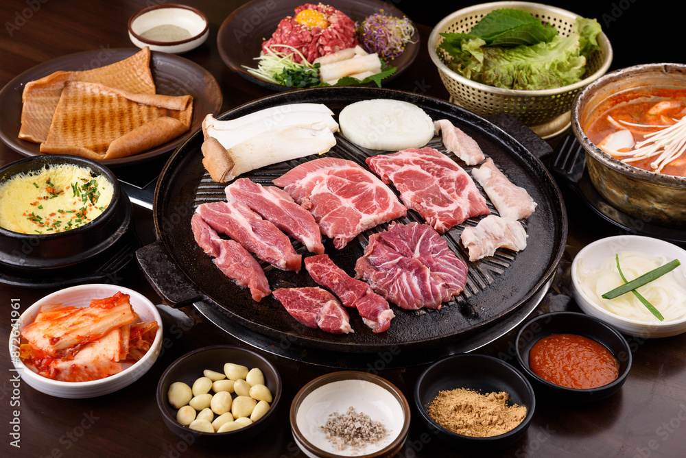 Korean restaurant with grilled pork and beef Korean restaurant with grilled pork and beef