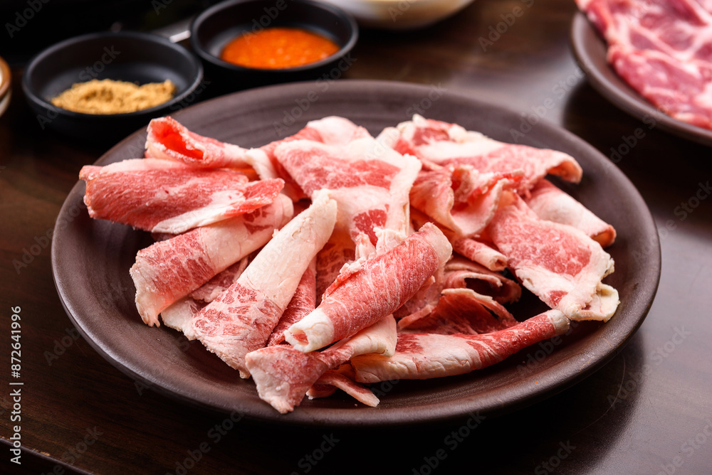 Korean restaurant with grilled pork and beef Korean restaurant with grilled pork and beef
