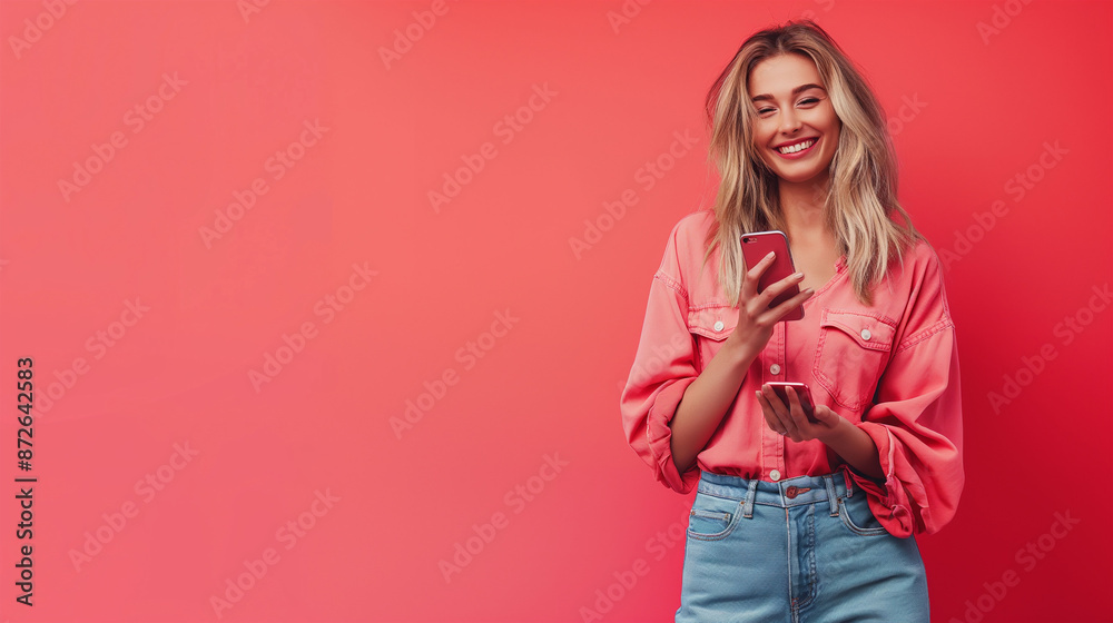 Portrait of a smiling young woman using smart phone Portrait of a smiling young woman using smart phone