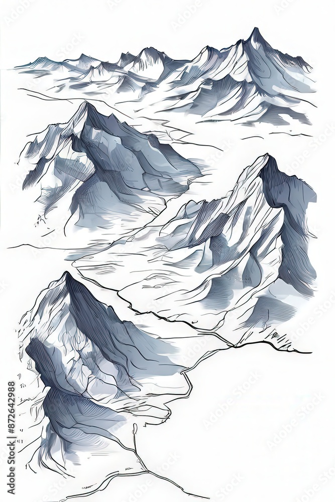 an ai generated image, mountain range with a snow covered peak an ai generated image, mountain range with a snow covered peak