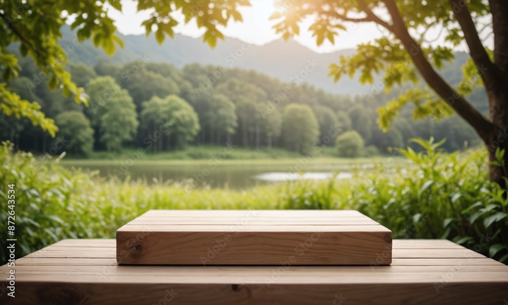 Fototapeta premium Empty wooden podium for display or product showcase